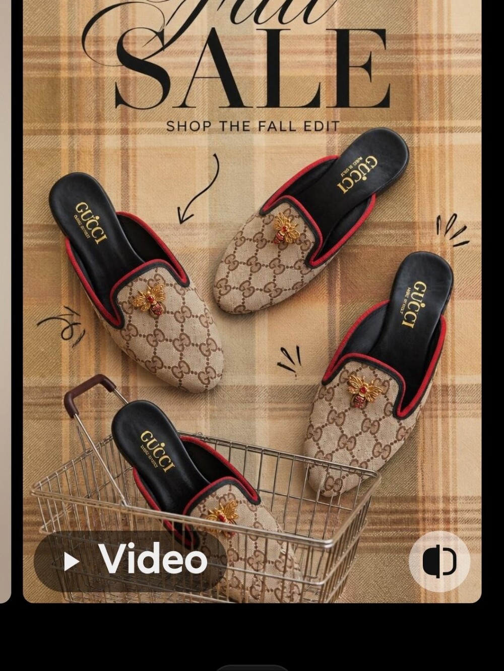 GG Supreme Bee Slipper Mule Mules Black & Brown